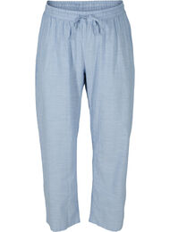 Losse katoenen pyjama-broek met strepen, White/Blue Stripe