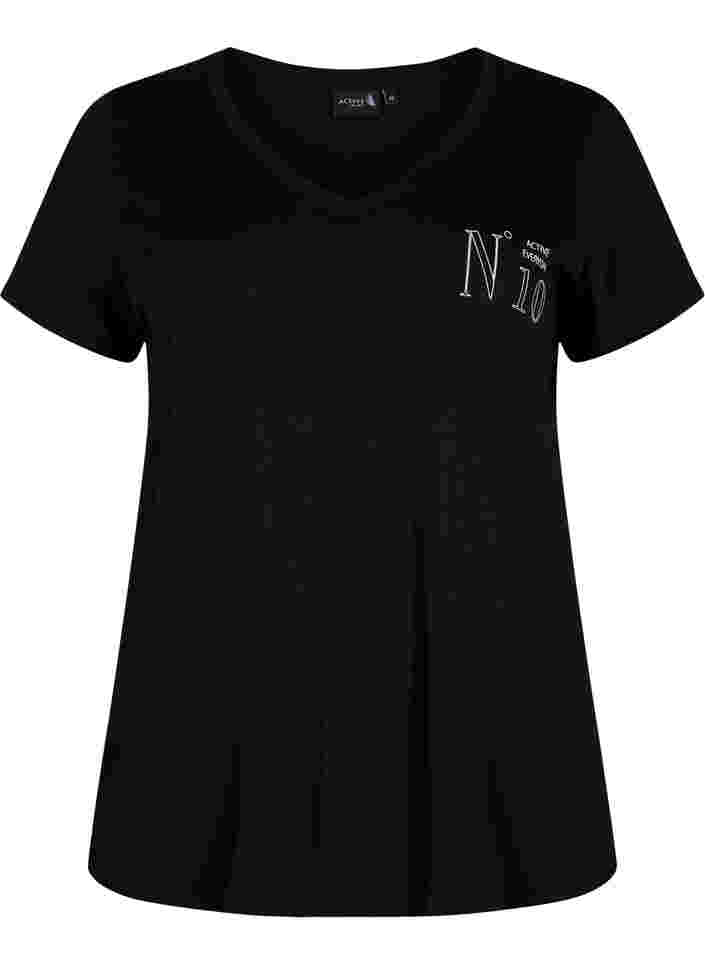 Katoenen sport t-shirt met print, Black w. No. 10