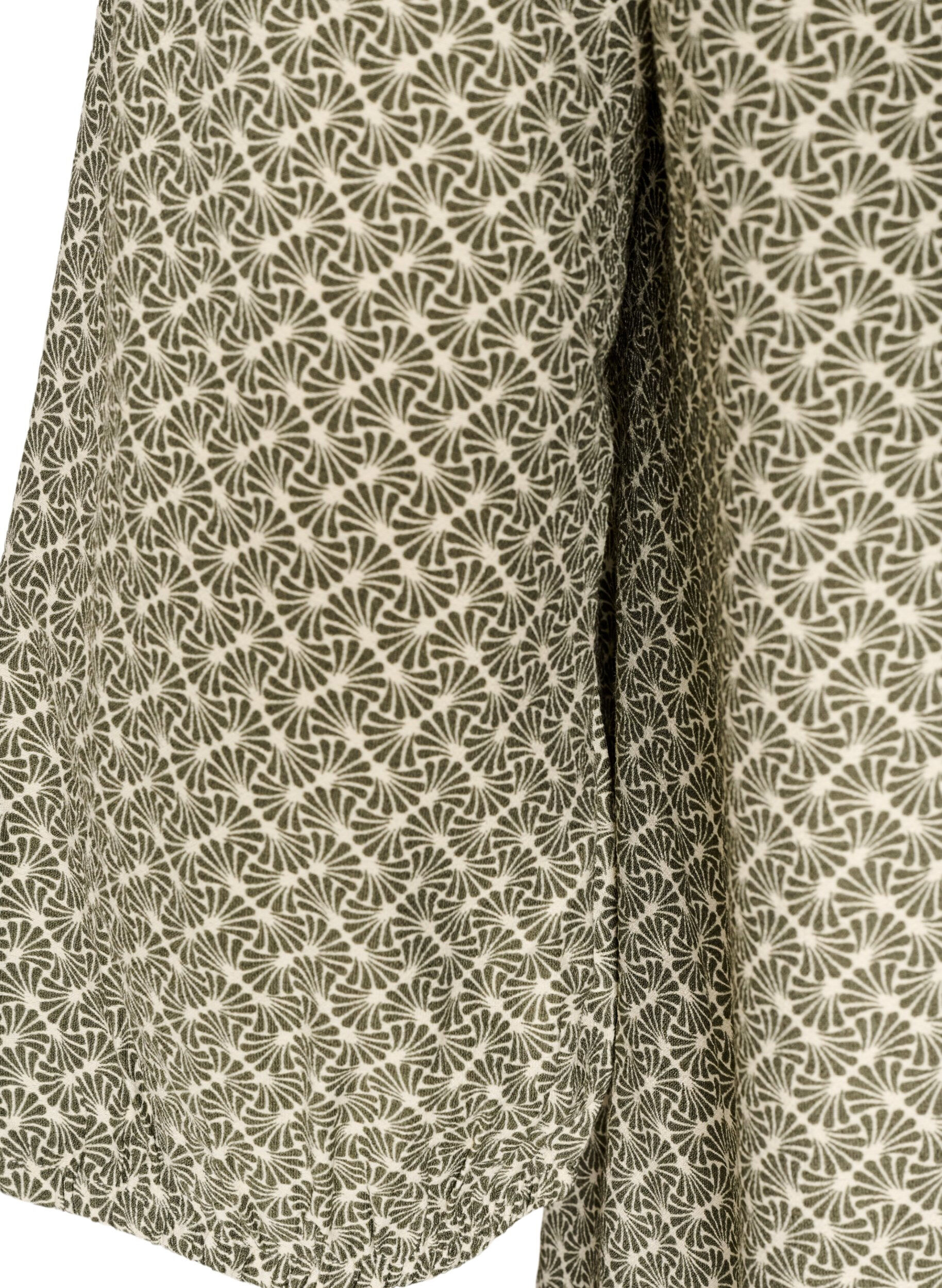 ZizziBlouse van viscose met patroon en 3/4-mouwen, Groen, Packshot image number 3
