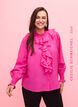 Shirt blouse van viscose met ruches, Rose Violet, Model image number 0