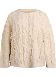 Breisel met ronde hals en textuurpatroon, Beige