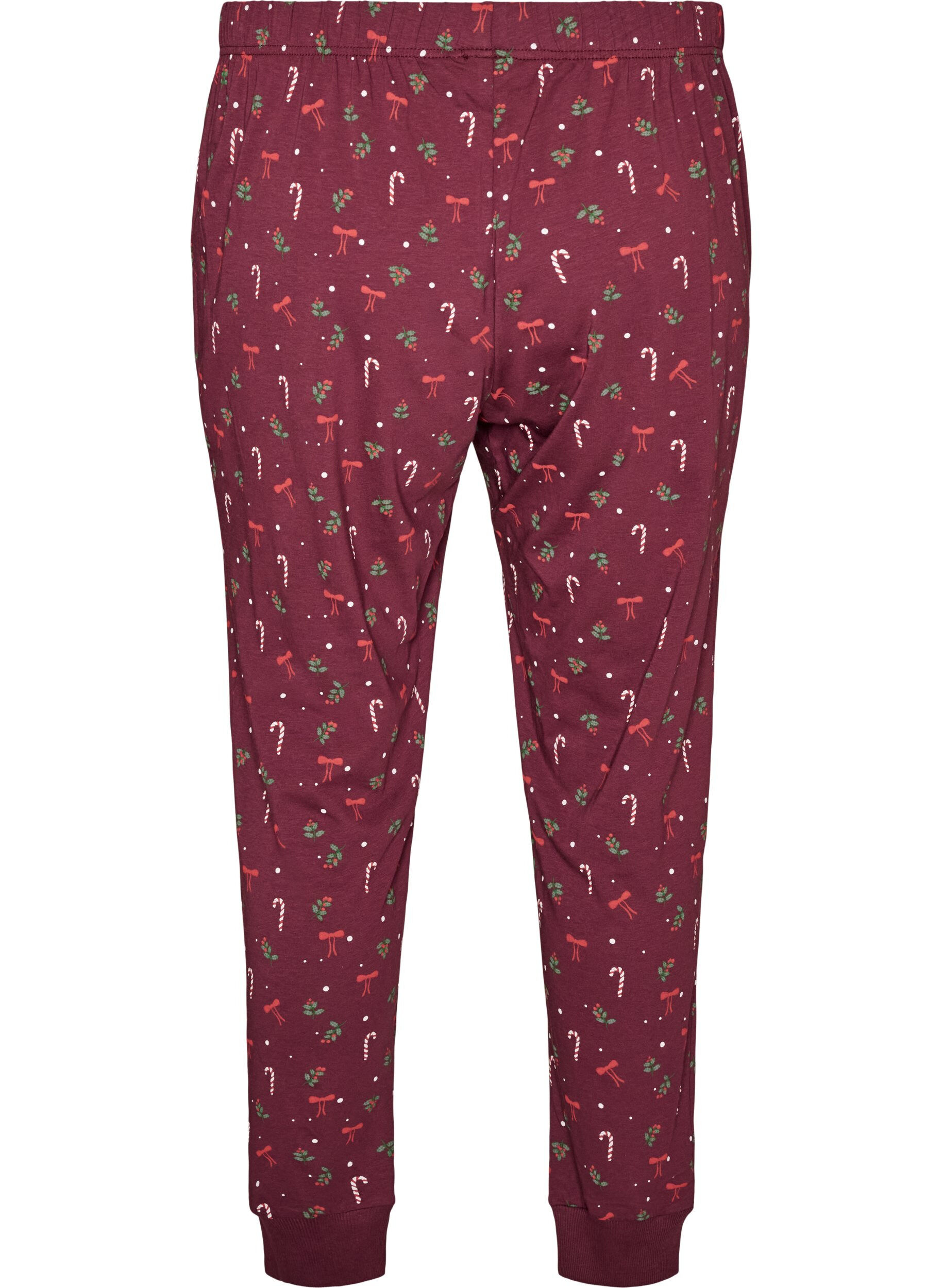 ZizziBedrukte pyjamabroek, Donker Bordeaux, Packshot image number 1