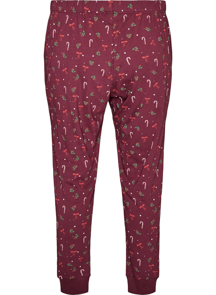 Bedrukte pyjamabroek, Donker Bordeaux, Packshot image number 1