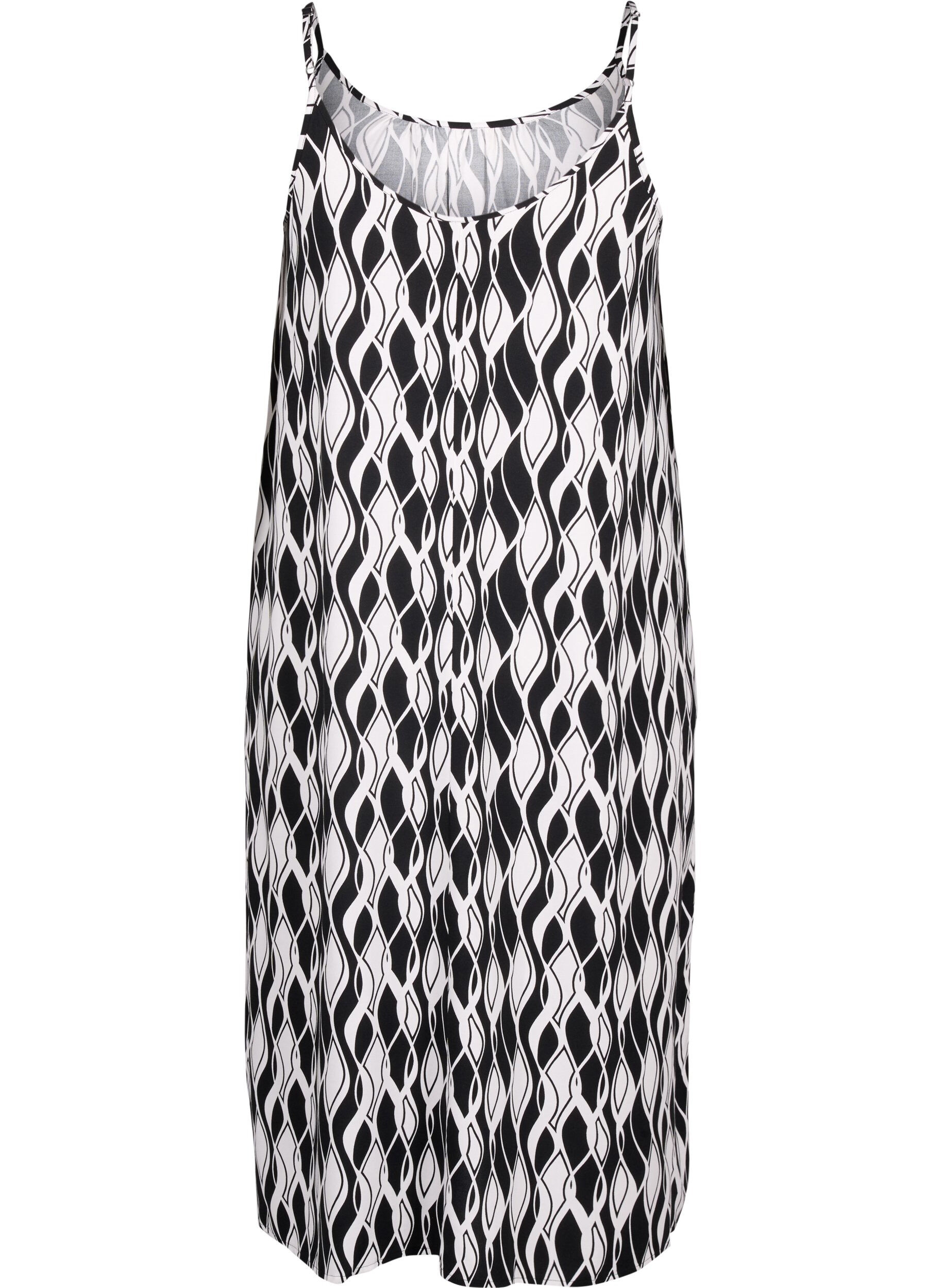 Zizzi Bandjurk van viscose met print, Black Swirl AOP, Packshot image number 1