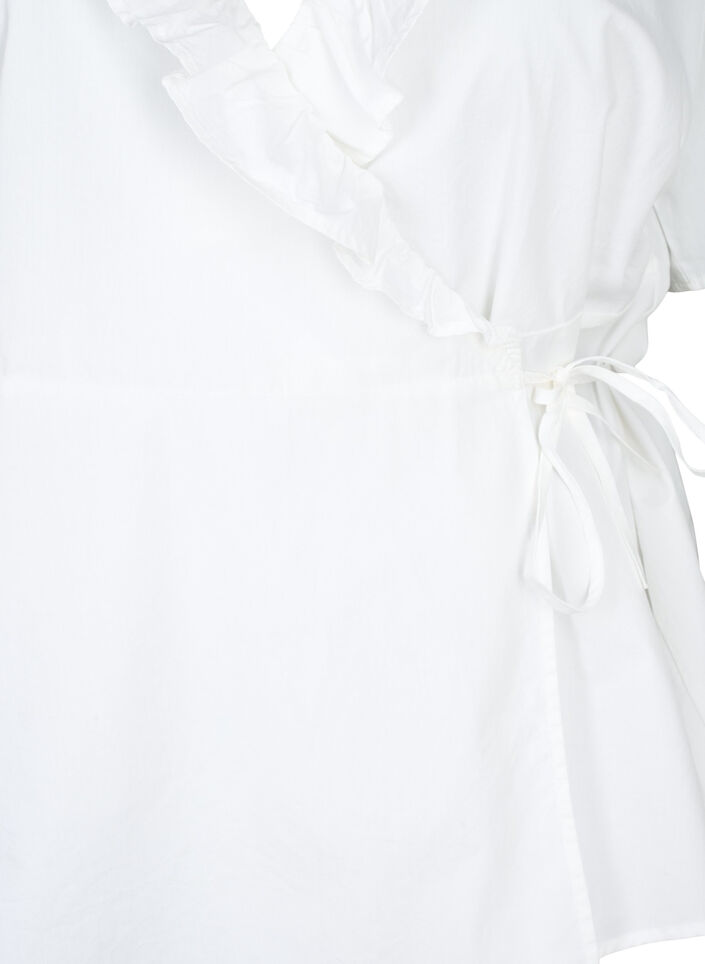 Blouse met korte mouwen en ruches, Wit, Packshot image number 2