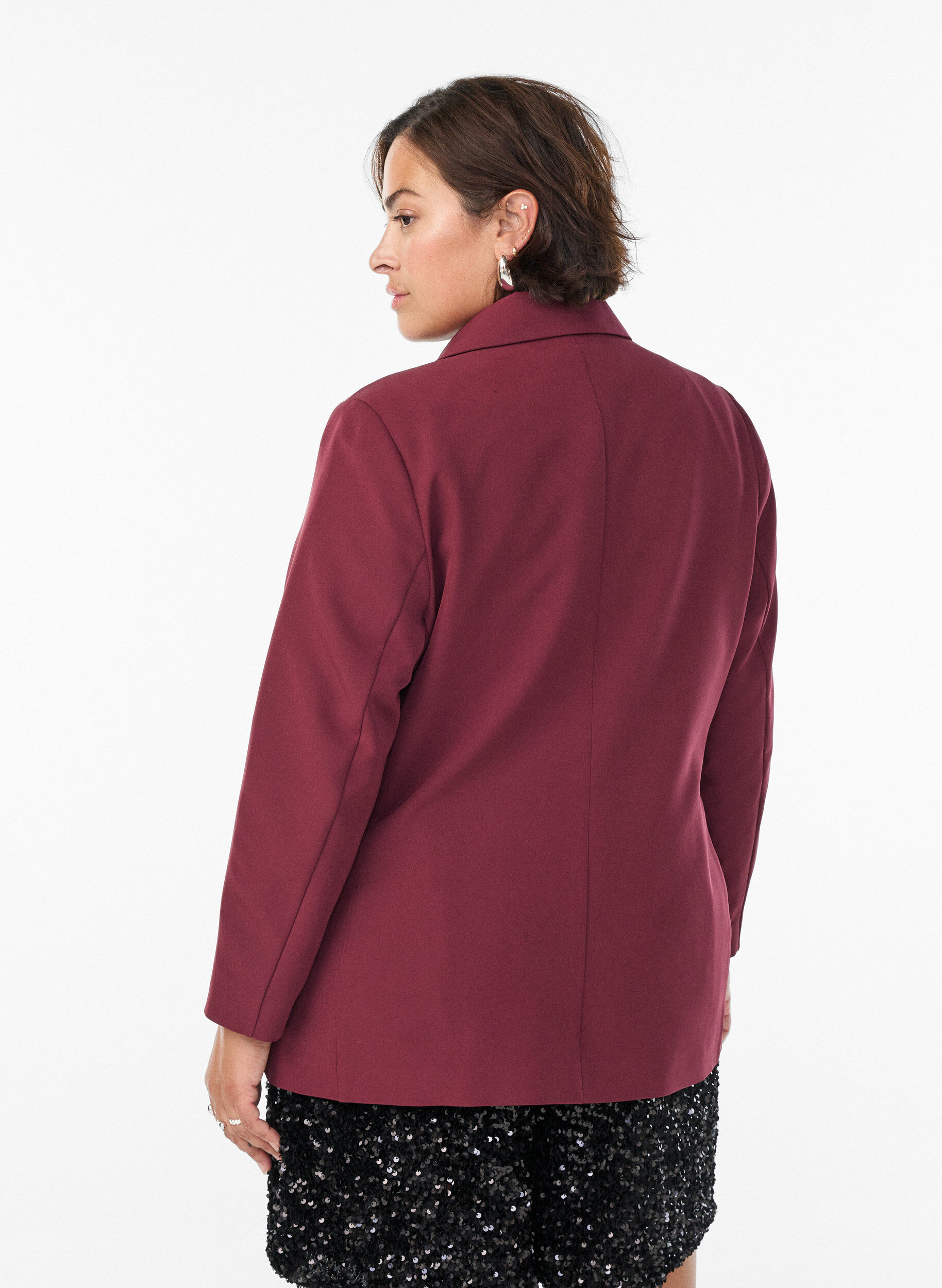 Zizzi Klassieke blazer met knoopsluiting, Rood, Model image number 2