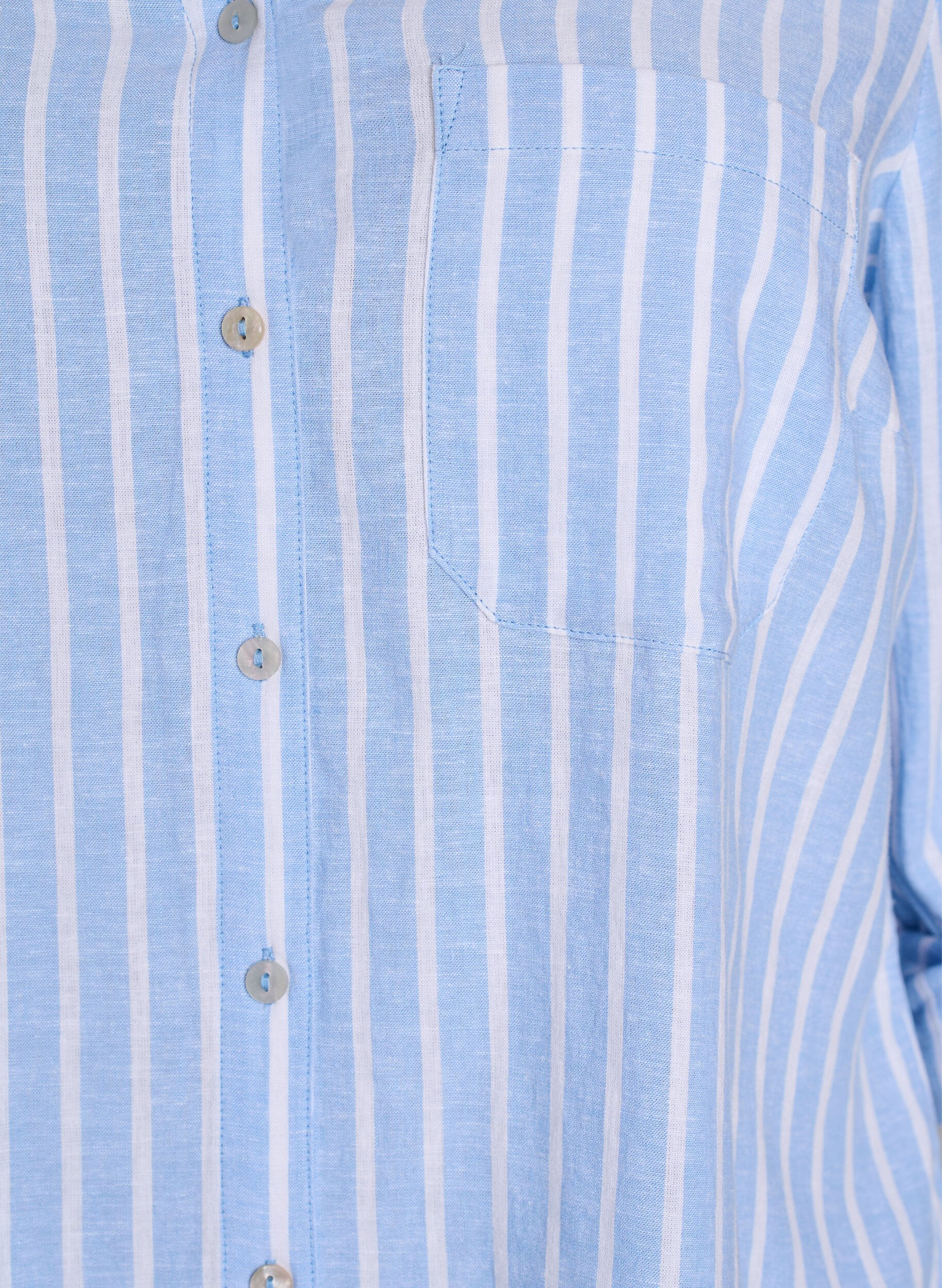 ZizziLinnen en viscose shirt met 3/4 mouwen, Blauw, Packshot image number 2