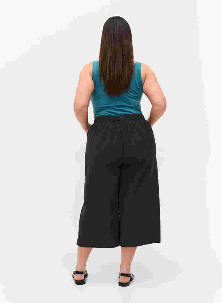 Losse culotte broek in katoen, Black, Model