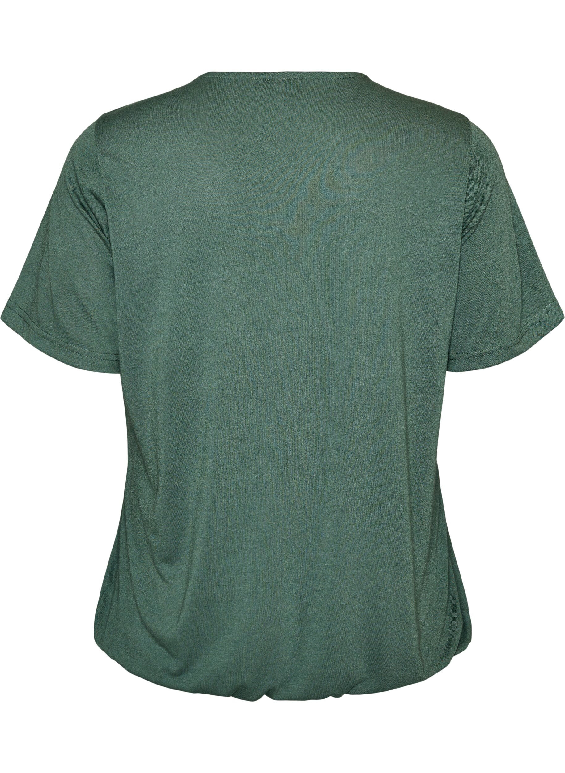 ZizziBlouse met kanten inzetstuk en ballonmouwen, Groen, Packshot image number 1