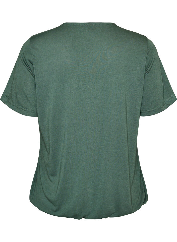 Blouse met kanten inzetstuk en ballonmouwen, Groen, Packshot image number 1