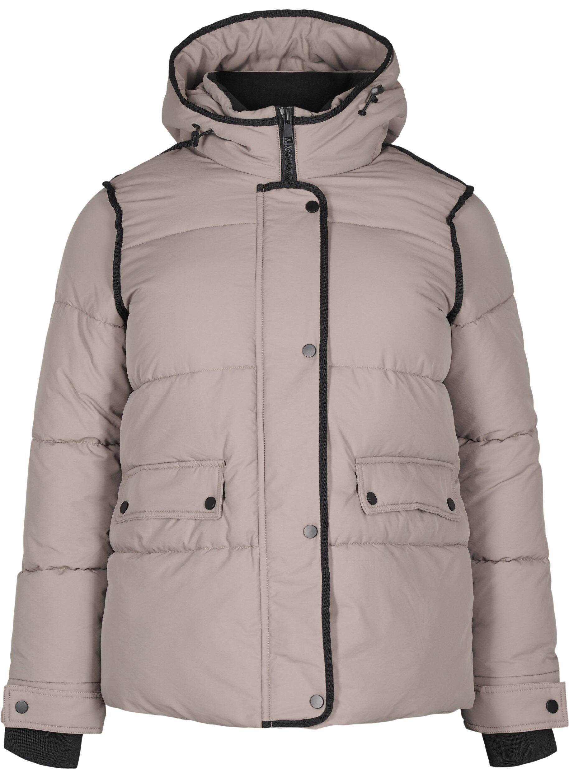 Korte puffer jas met contrastdetails