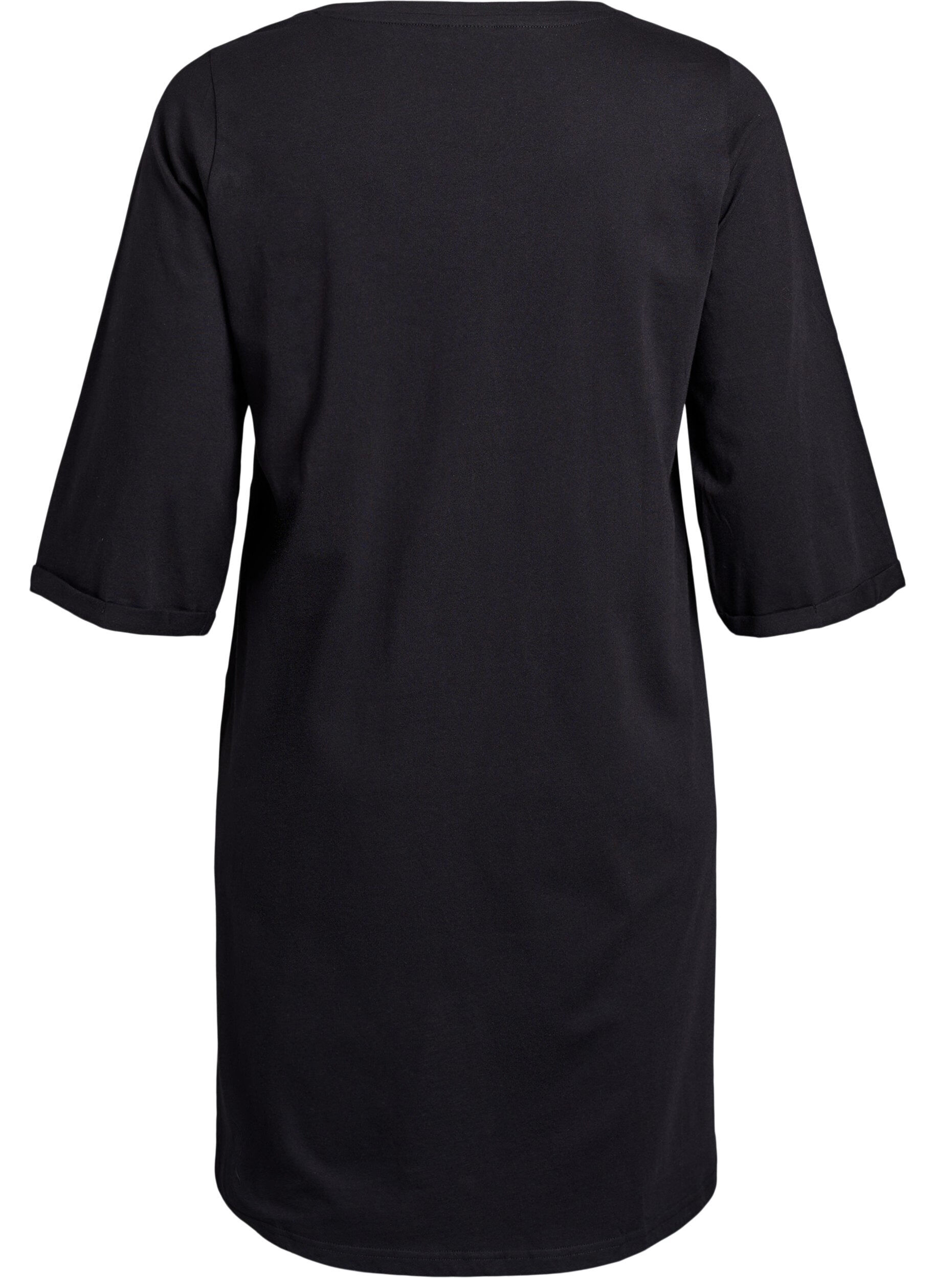 Zizzi Nachthemd in biologisch katoen met kerstmotief, Zwart, Packshot image number 1