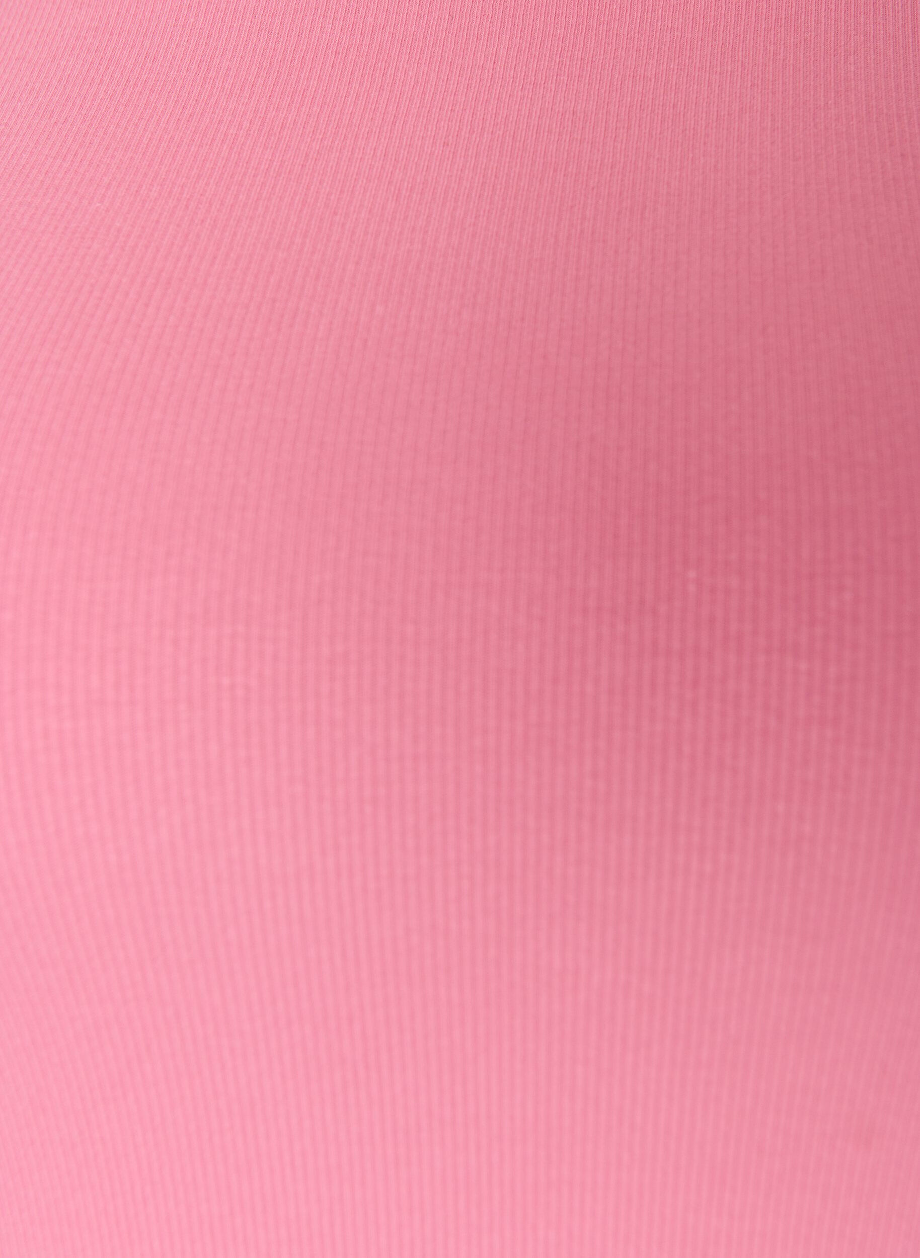 ZizziKatoenen ribtop met hoge hals, Roze, Packshot image number 2
