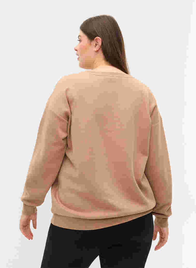 Sweatshirt met sportieve print, Tannin, Model image number 1
