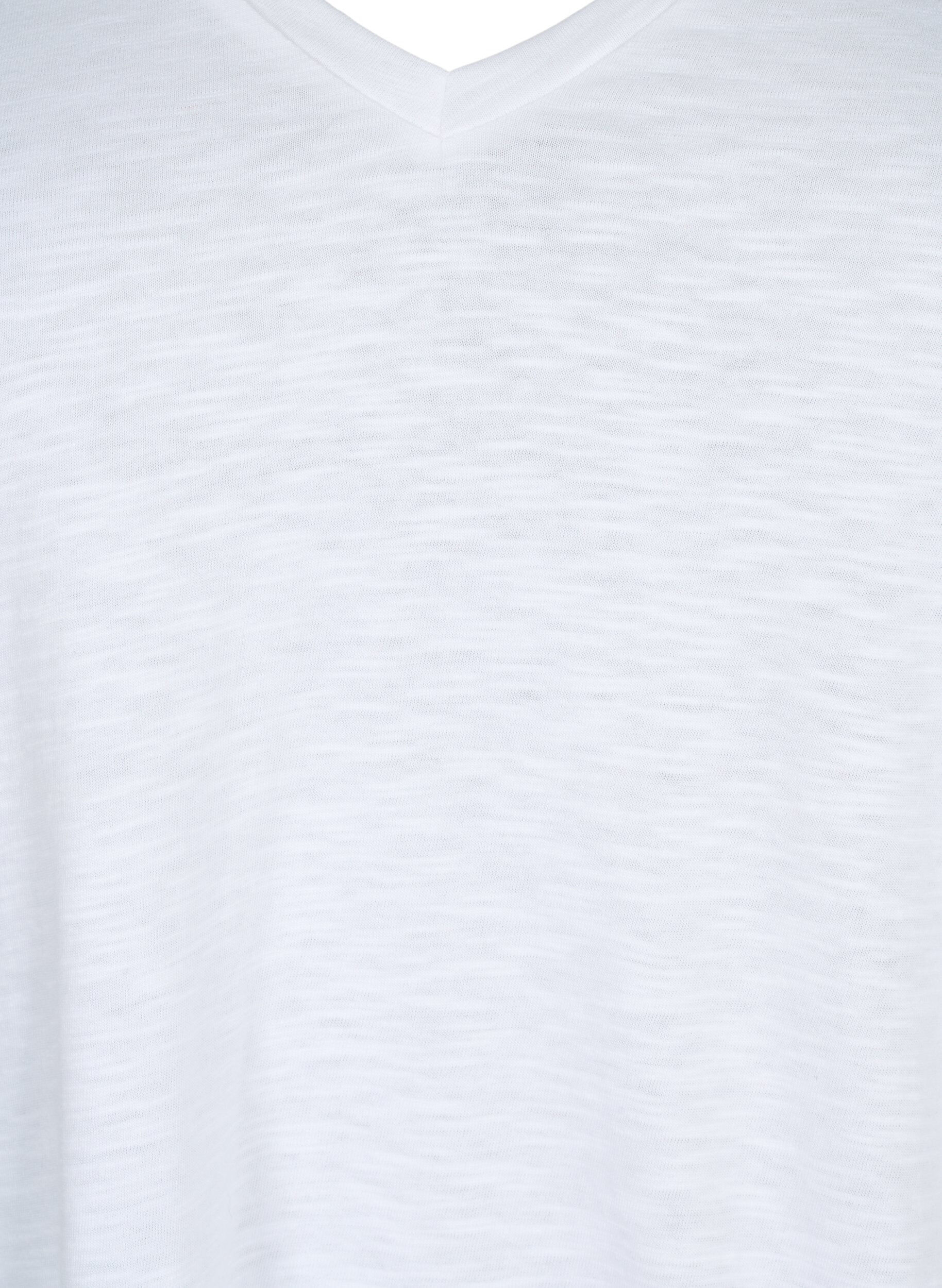 ZizziBasic t-shirt met korte mouwen en v-hals, Wit, Packshot image number 2