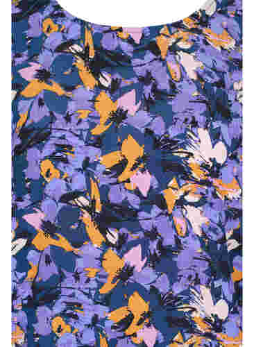 Gebloemde viscose blouse met smok, Purple Flower AOP, Packshot image number 2