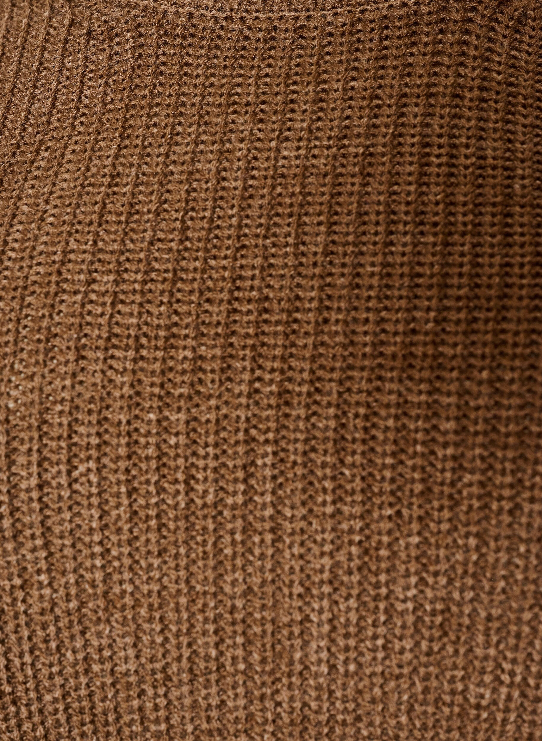 ZizziGebreide blouse met ribstructuur en knoopdetails, Bruin, Packshot image number 2