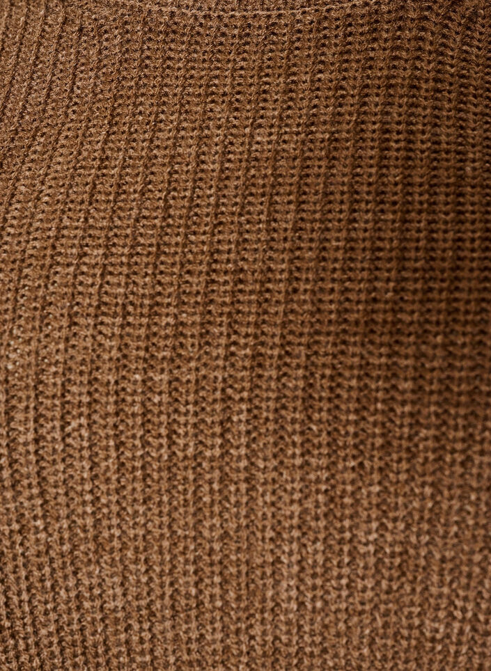 Gebreide blouse met ribstructuur en knoopdetails, Bruin, Packshot image number 2