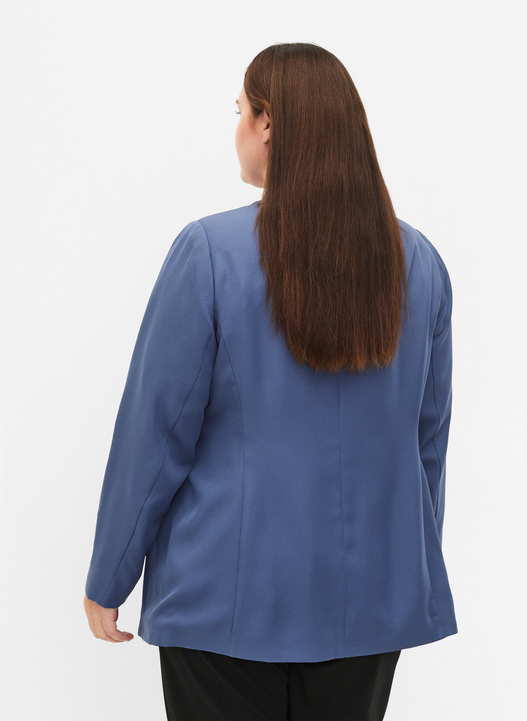 Zizzi FLASH - Eenvoudige blazer met knoop, Blauw, Model image number 2