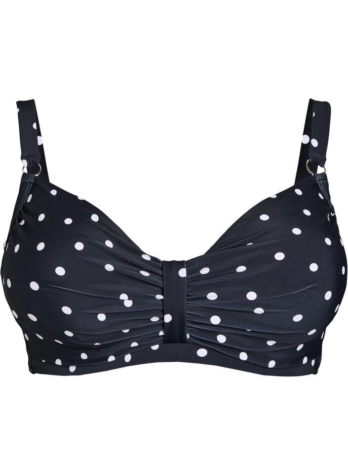 Bikinitop met beugel en patroon, Zwart, Packshot image number 0
