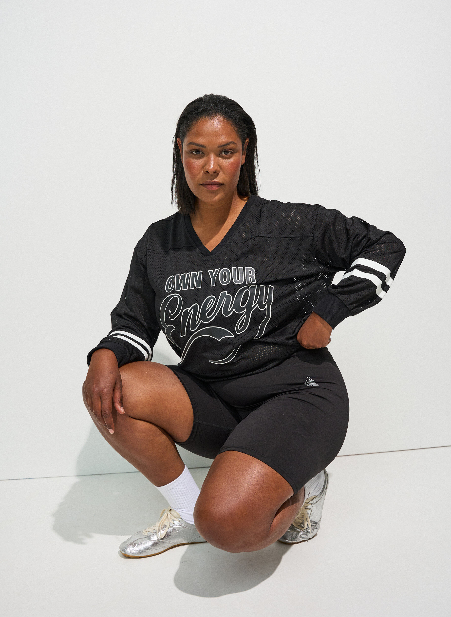 ZizziSporty mesh-top met tekstprint, Zwart, Model image number 0