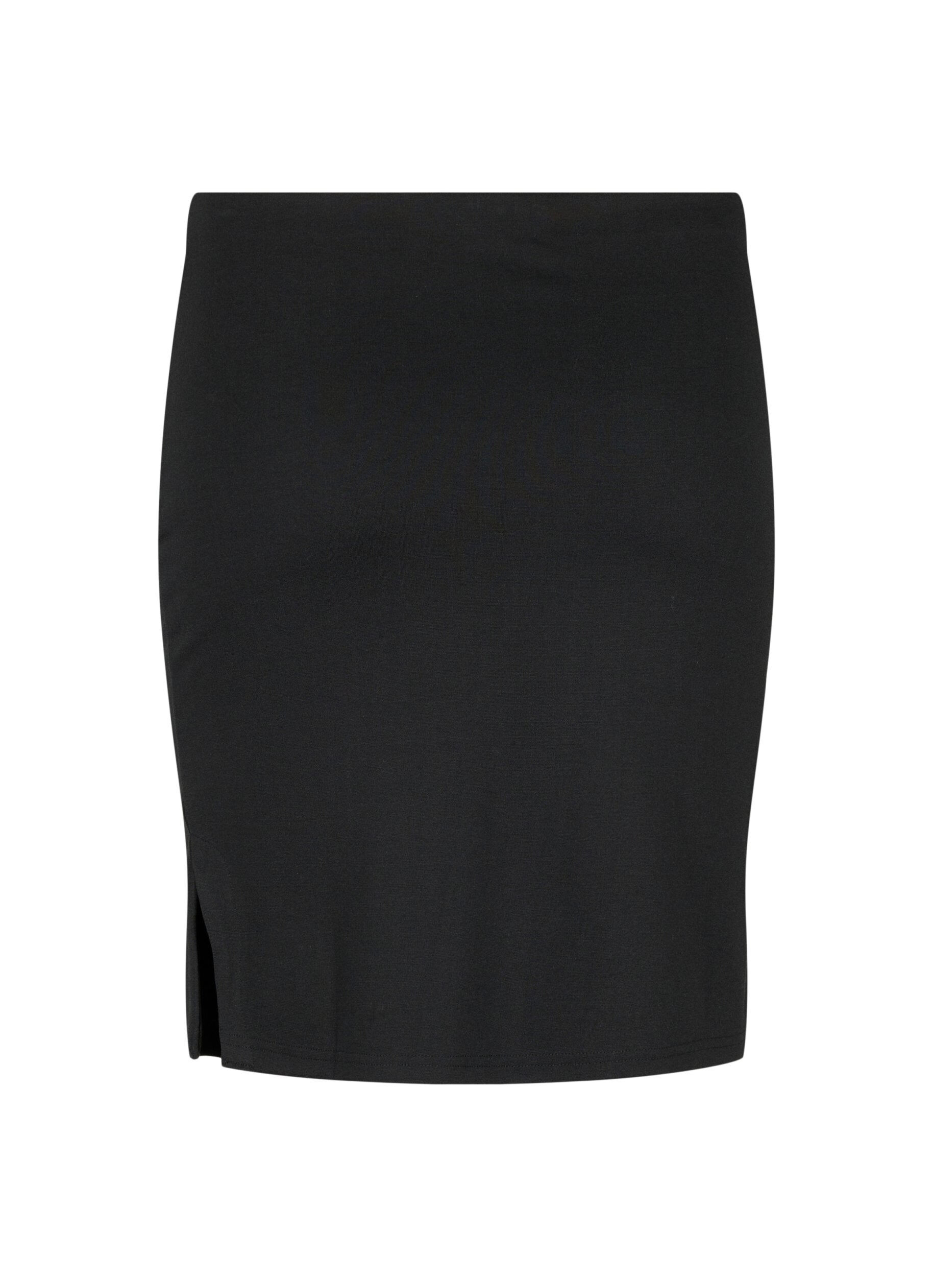 Zizzi Nauwsluitende rok van viscose met split, Black, Packshot image number 1