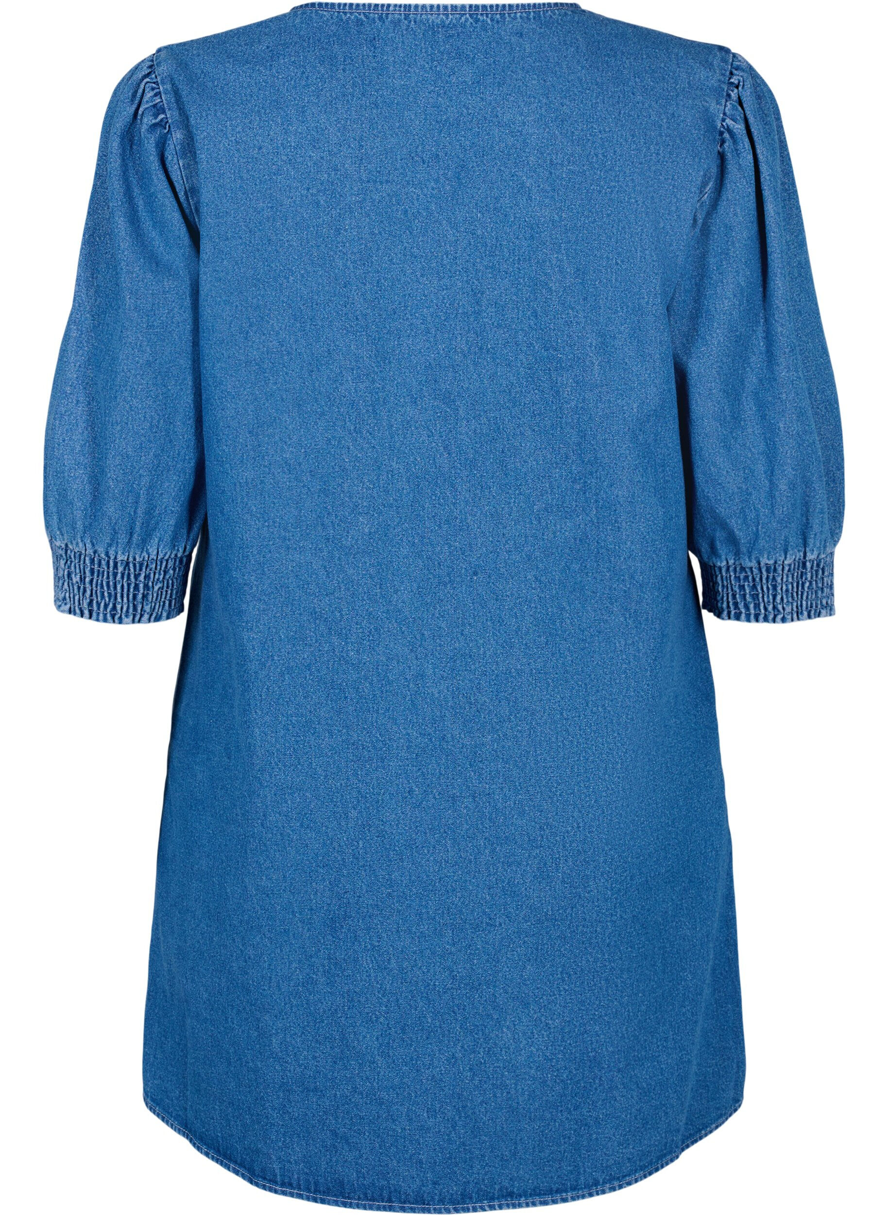 Zizzi Tuniek in denim met v-snit, Medium Blue Denim, Packshot image number 1