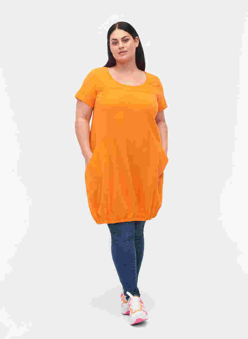 Katoenen jurk met korte mouwen, Orange Tiger, Model image number 2