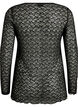 Blouse met lange mouwen van doorschijnend kant, Zwart, Packshot image number 1