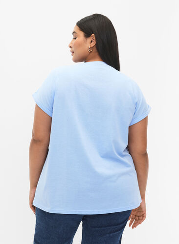 T-shirt met korte mouwen van katoenmix, Serenity, Model image number 1