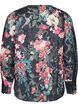 Blouse met bloemenprint en geweven textuur, Zwart, Packshot image number 1