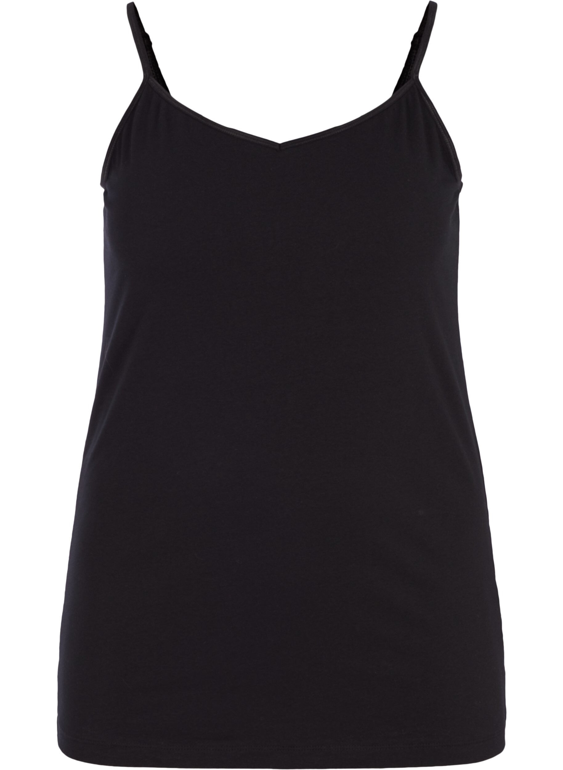 Zizzi Basic top met dunne bandjes, Black, Packshot image number 0