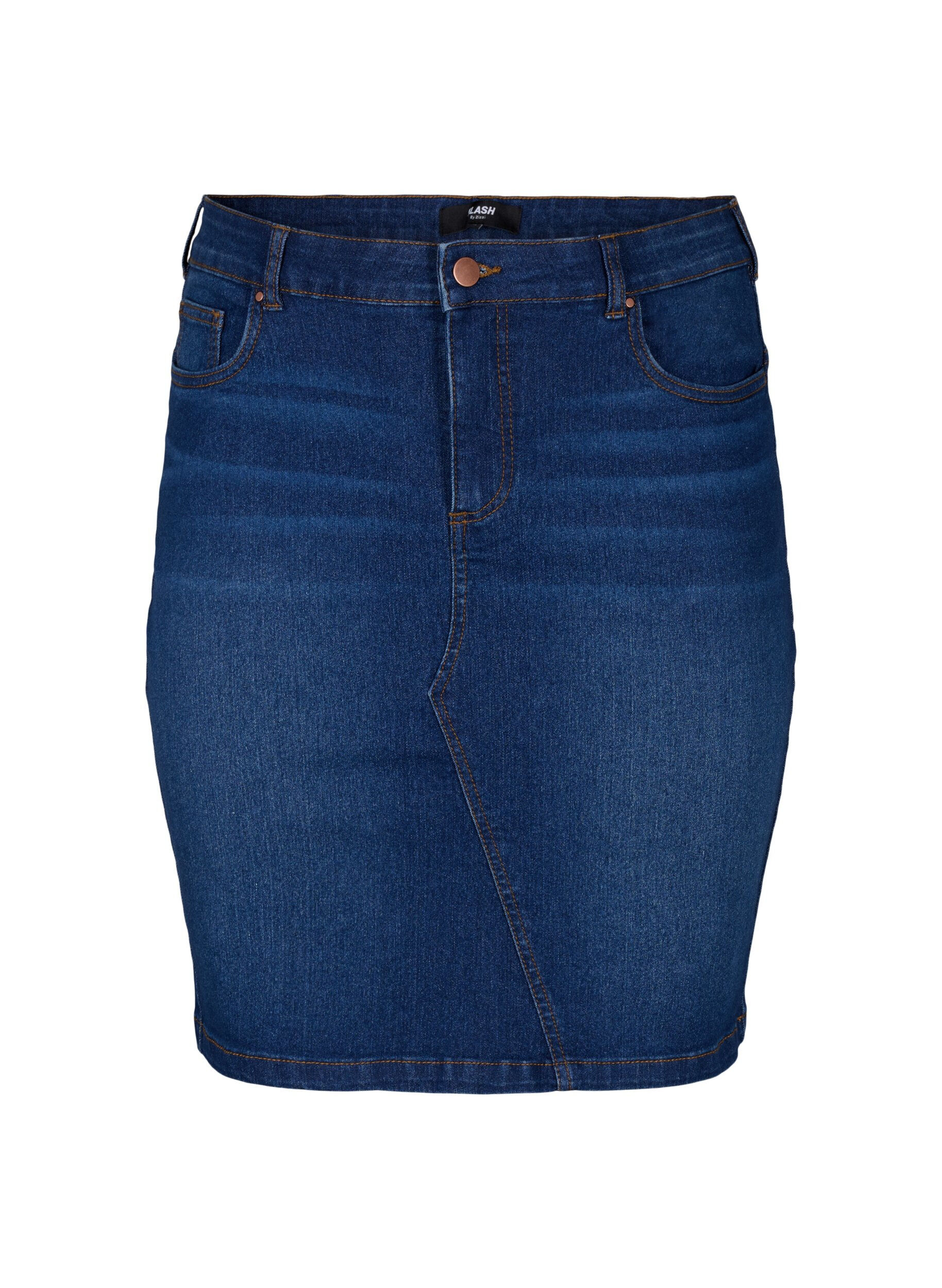 Zizzi Nauwsluitende denim rok, Blauw, Packshot image number 0