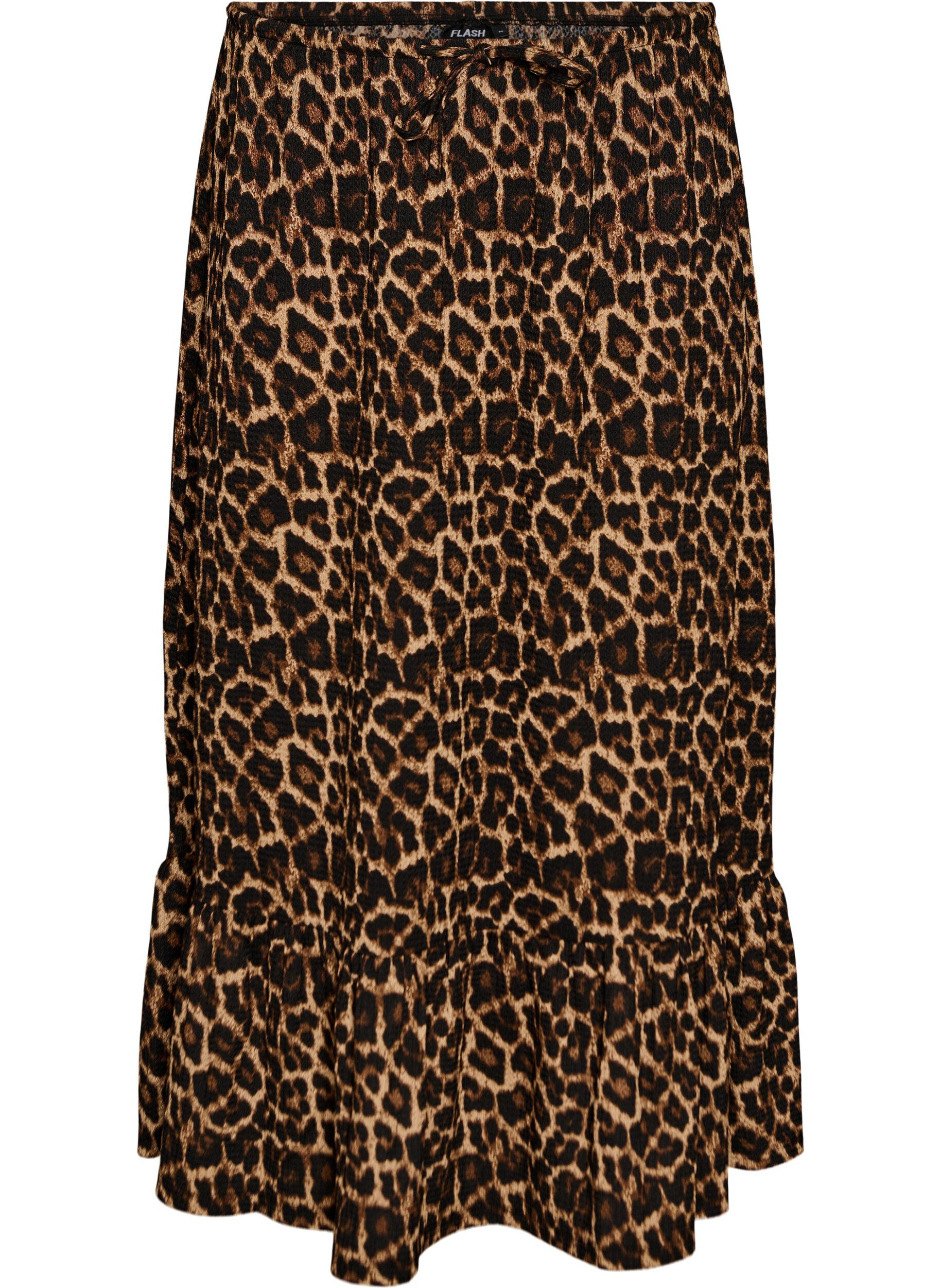 Zizzi Lange rok met strikceintuur en rucheszoom, Zwart, Packshot image number 0