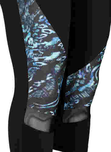Sportieve capri broek met print en mesh, Flexi Blue, Packshot image number 3