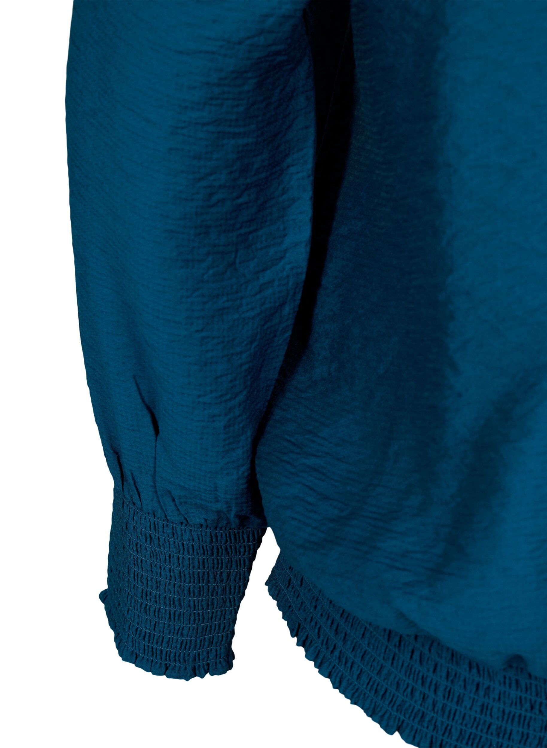 Zizzi Viscose blouse met smokwerk, Reflecting Pond, Packshot image number 3