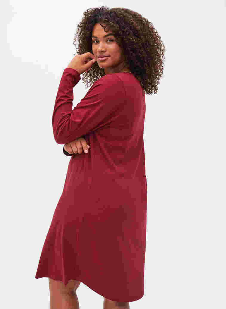 Katoenen nachthemd met lange mouwen, Cabernet, Model image number 1