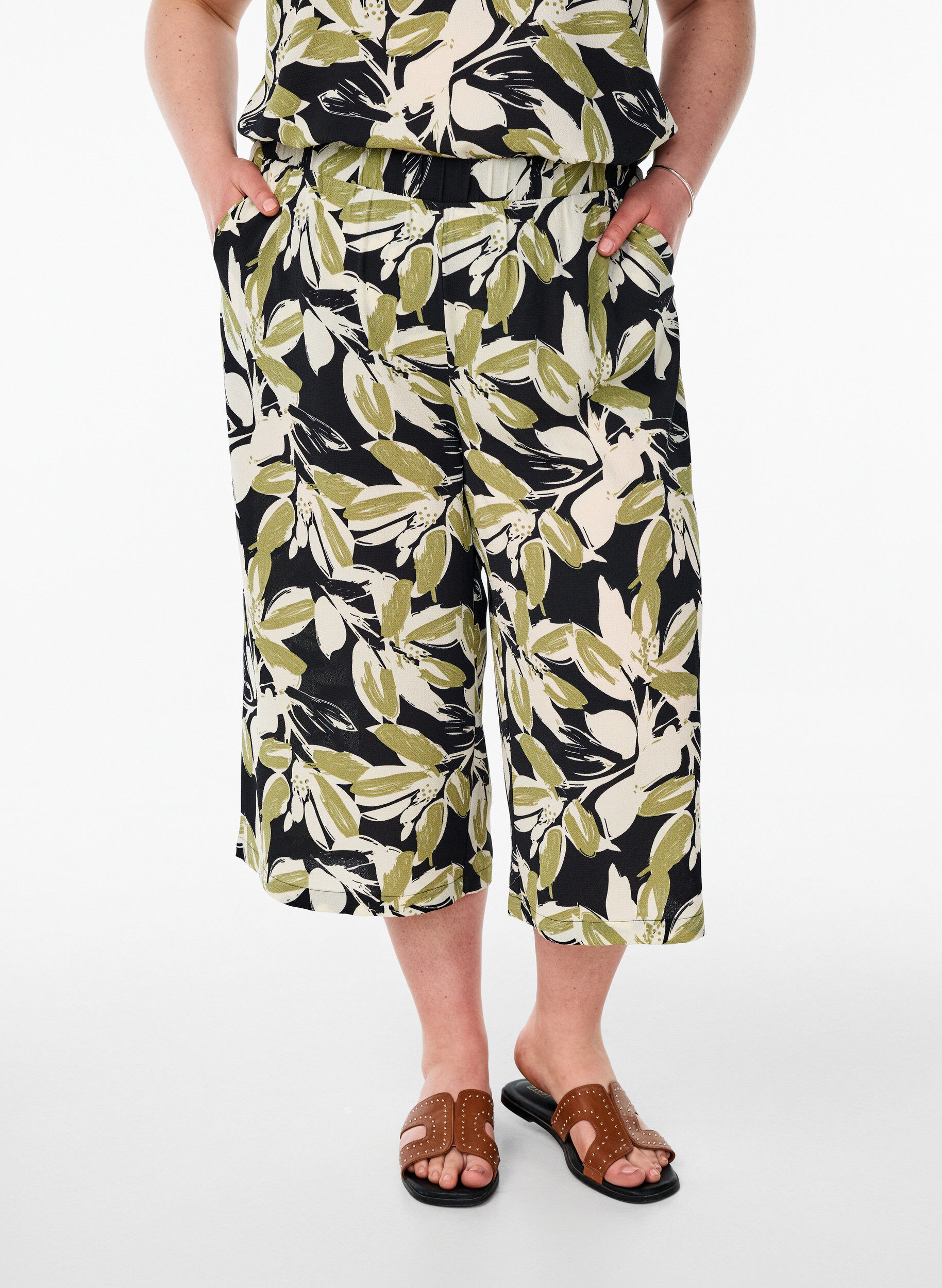 ZizziCulotte broek met print, Zwart, Model image number 2