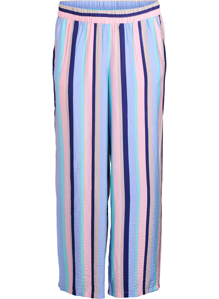 Losse viscose broek met strepen, Blauw, Packshot image number 0