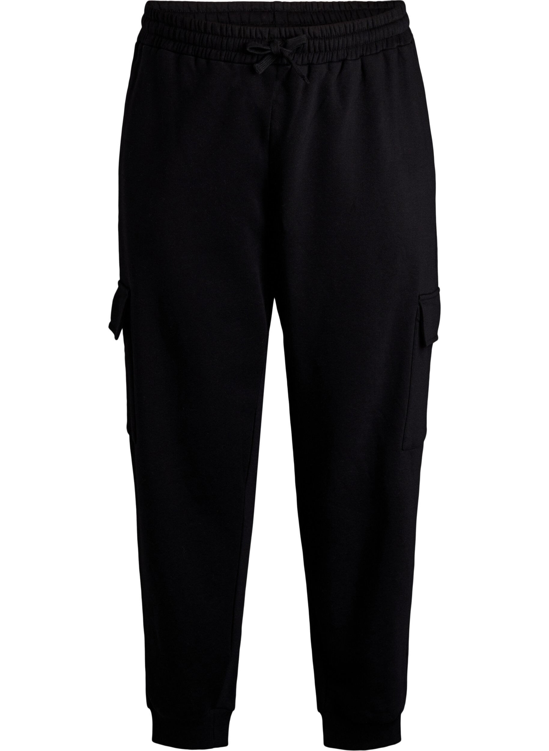 Zizzi Cargo broek in zachte sweatstof, Black, Packshot image number 0
