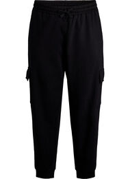 Cargo broek in zachte sweatstof, Black