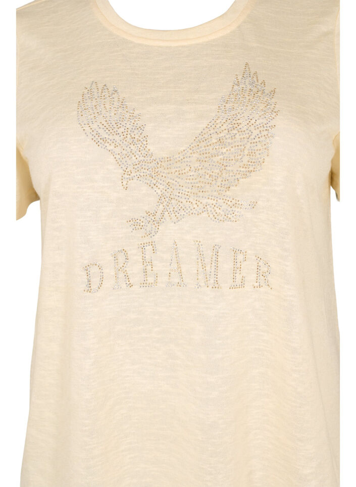 T-shirt met klinknagels en ronde hals, Buttercream, Packshot image number 2