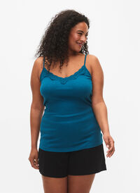 2-pack ribbed nacht tops, Black/Blue Coral, Model