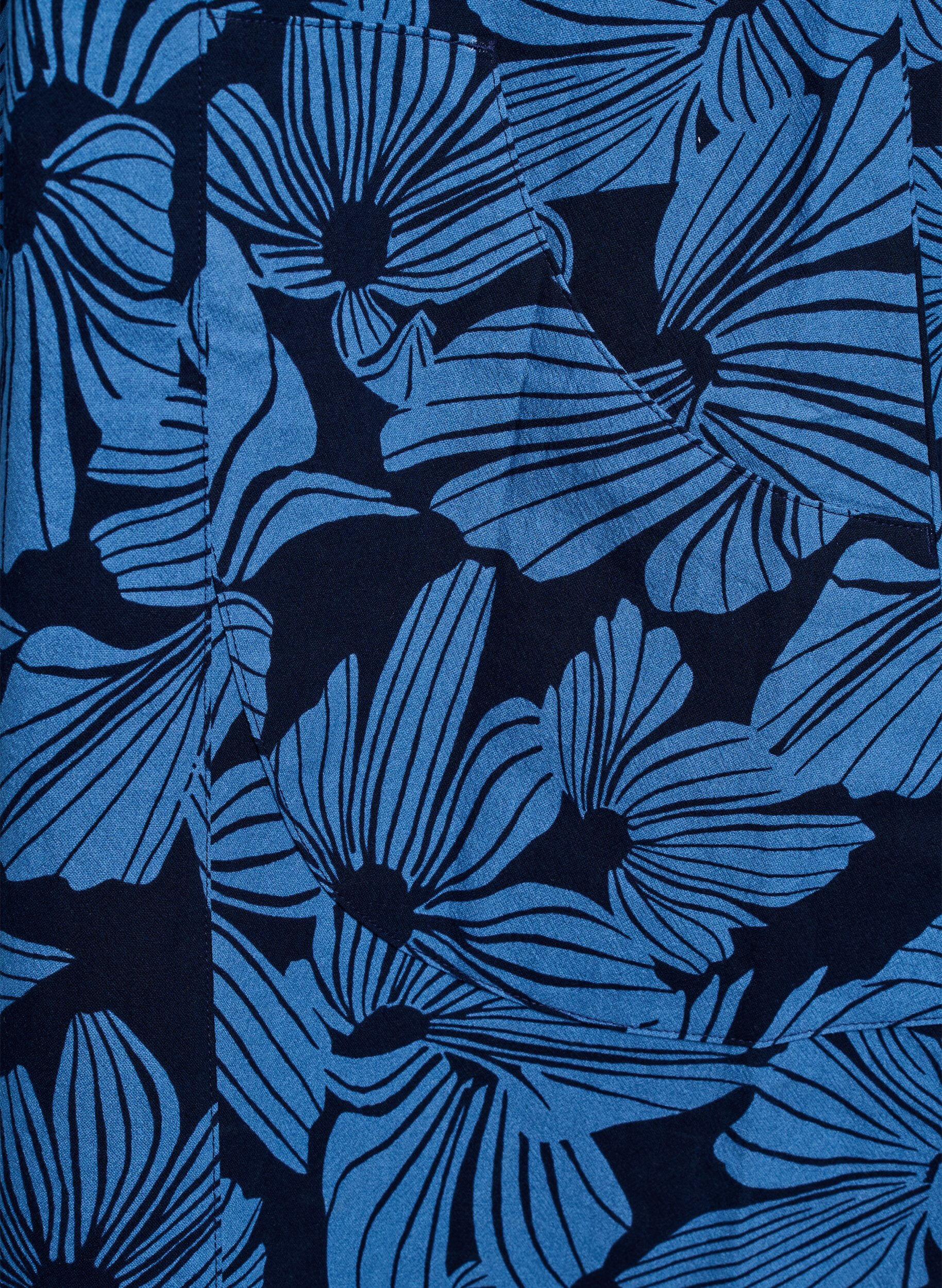 ZizziKorte a-lijn jurk met bloemenprint, Blauw, Packshot image number 3