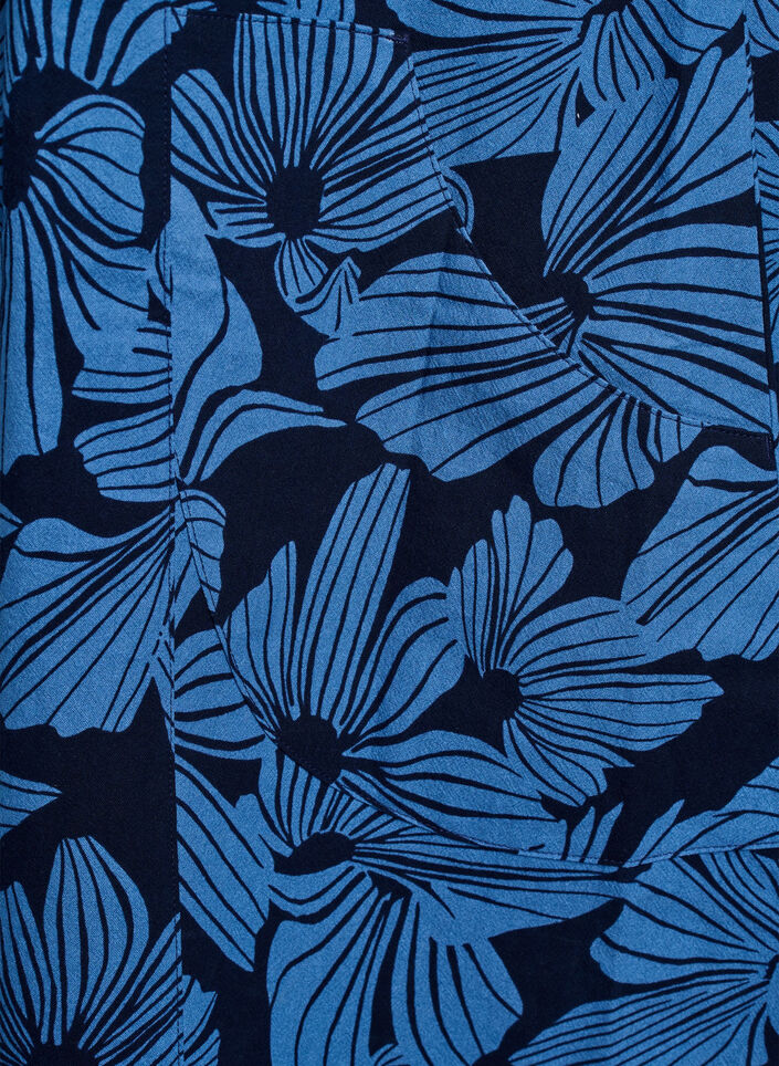 Korte a-lijn jurk met bloemenprint, Blauw, Packshot image number 3