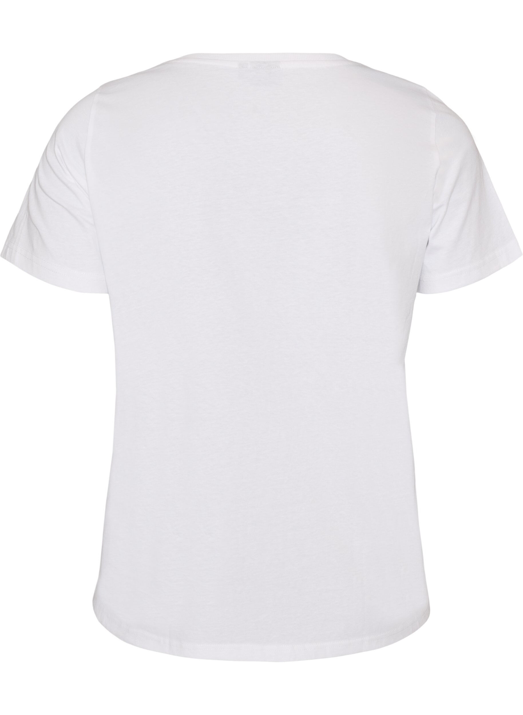 ZizziKatoenen T-shirt met print aan de voorkant, Wit, Packshot image number 1