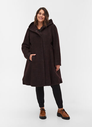 Lange jas met capuchon en wol, Port R. mlg, Model image number 4