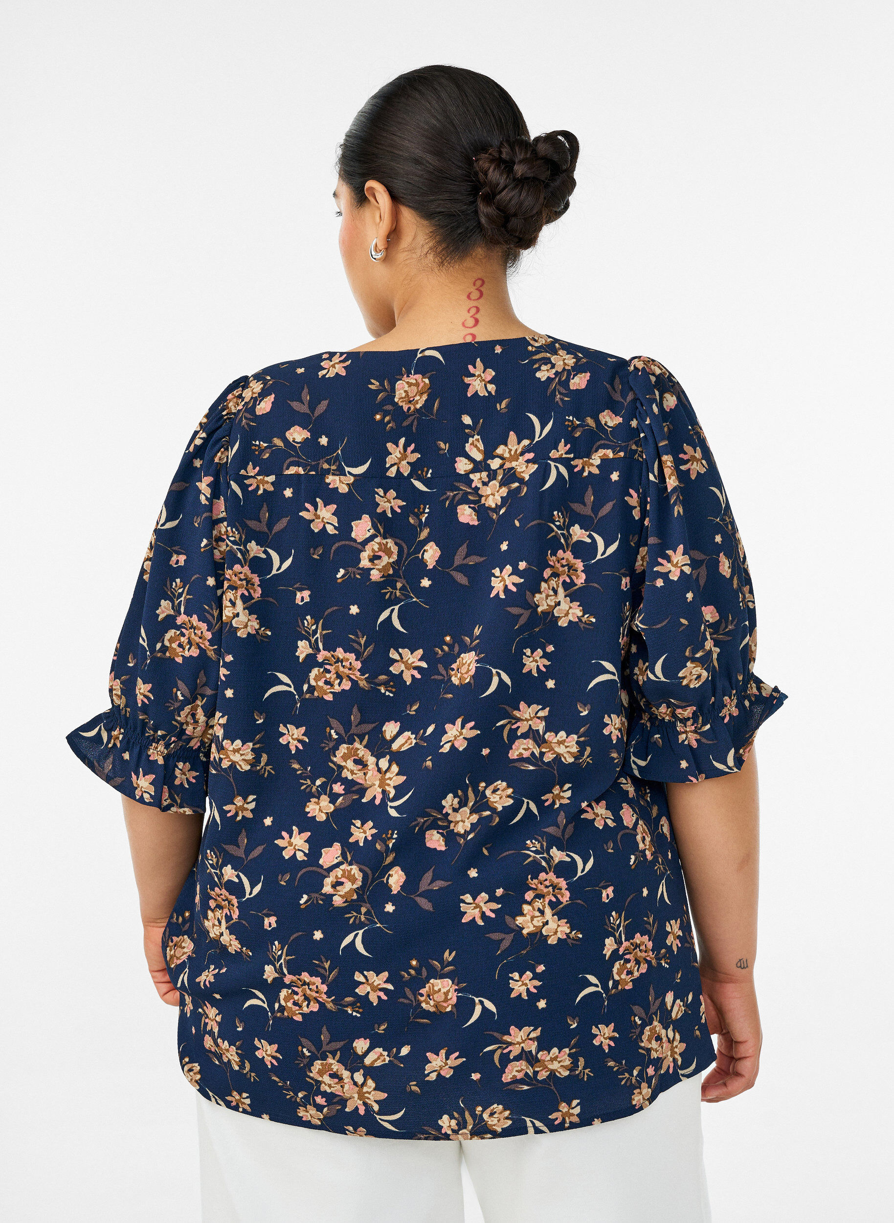 ZizziShirtblouse met 1/2 mouwen, Blauw, Model image number 2