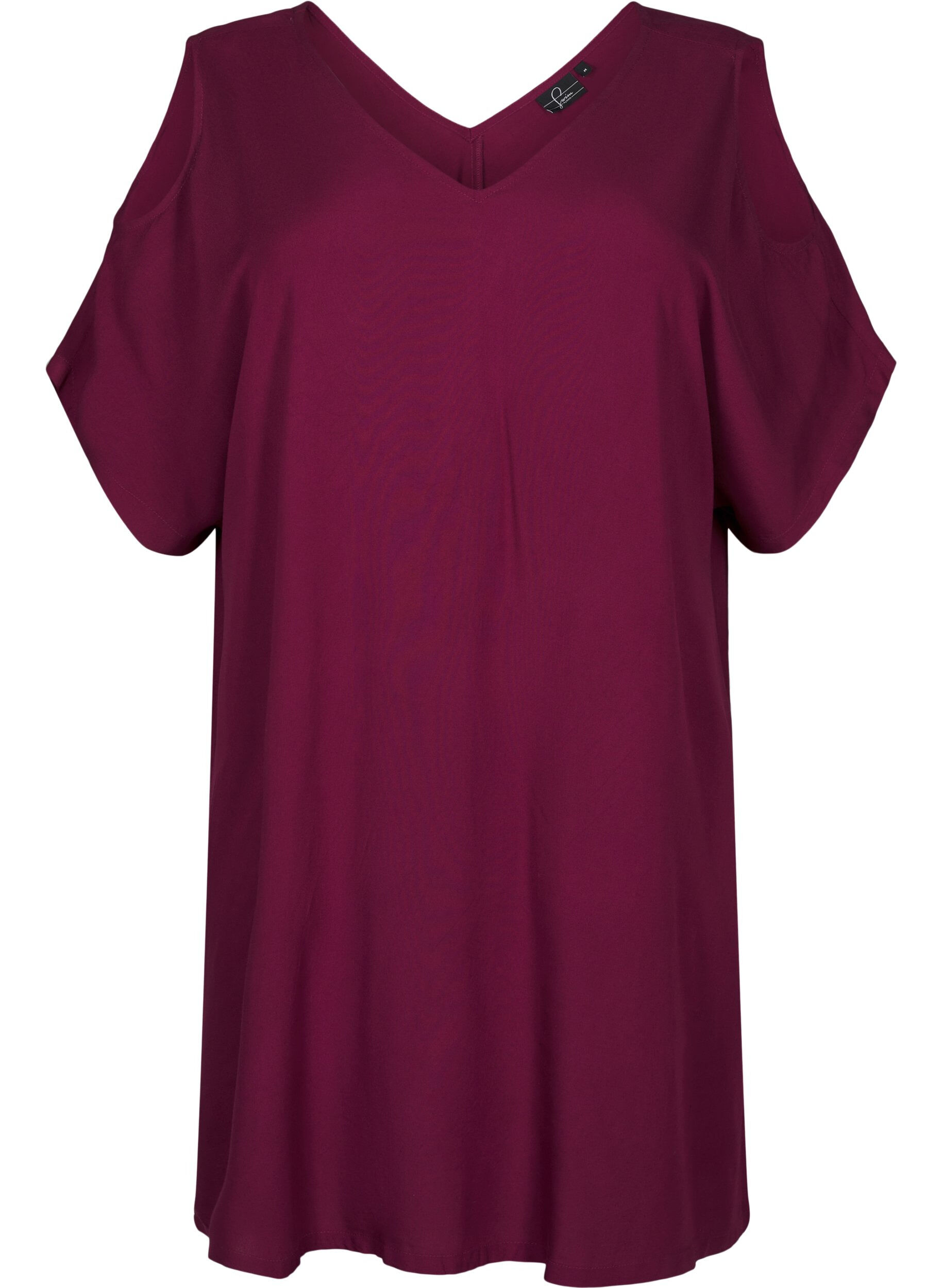 Zizzi Strandjurk in viscose met schouderdetail, Rood, Packshot image number 0