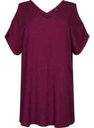 Strandjurk in viscose met schouderdetails, Rood